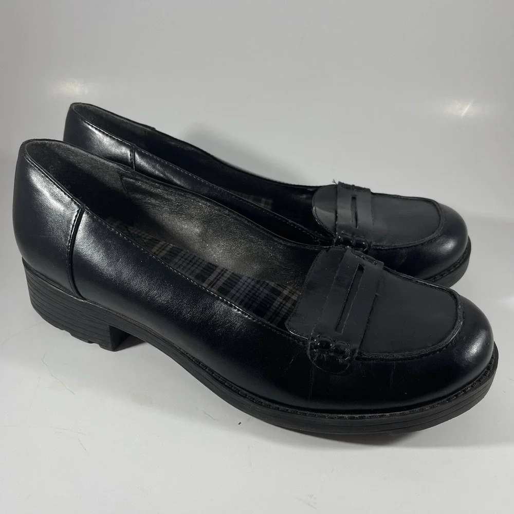 Hot Cakes Chunky Lug Heel Sole Platform Penny Loafers Sz 10 Black Vtg Y2K